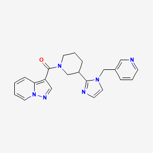 molecular formula C22H22N6O B5645514 3-({3-[1-(pyridin-3-ylmethyl)-1H-imidazol-2-yl]piperidin-1-yl}carbonyl)pyrazolo[1,5-a]pyridine 