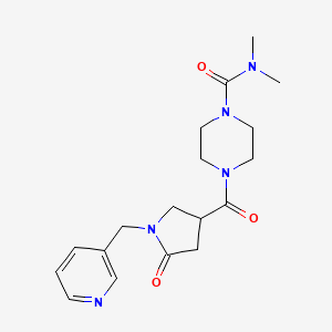 molecular formula C18H25N5O3 B5645530 N,N-dimethyl-4-{[5-oxo-1-(3-pyridinylmethyl)-3-pyrrolidinyl]carbonyl}-1-piperazinecarboxamide 