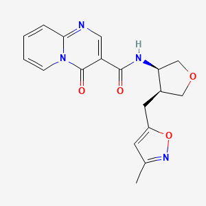 molecular formula C18H18N4O4 B5645540 N-{(3R*,4S*)-4-[(3-methylisoxazol-5-yl)methyl]tetrahydrofuran-3-yl}-4-oxo-4H-pyrido[1,2-a]pyrimidine-3-carboxamide 
