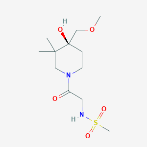 molecular formula C12H24N2O5S B5645549 N-{2-[(4S)-4-hydroxy-4-(methoxymethyl)-3,3-dimethyl-1-piperidinyl]-2-oxoethyl}methanesulfonamide 