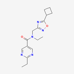 molecular formula C16H21N5O2 B5645555 N-[(5-cyclobutyl-1,2,4-oxadiazol-3-yl)methyl]-N,2-diethyl-5-pyrimidinecarboxamide 