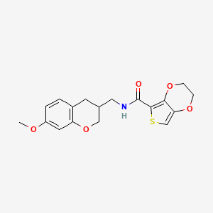 molecular formula C18H19NO5S B5645570 N-[(7-methoxy-3,4-dihydro-2H-chromen-3-yl)methyl]-2,3-dihydrothieno[3,4-b][1,4]dioxine-5-carboxamide 