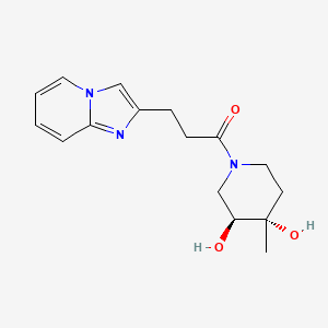 molecular formula C16H21N3O3 B5645585 (3S*,4S*)-1-(3-imidazo[1,2-a]pyridin-2-ylpropanoyl)-4-methylpiperidine-3,4-diol 