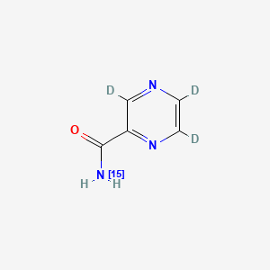 molecular formula C5H5N3O B564559 Pyrazinamide-15N,d3 CAS No. 1246817-81-1
