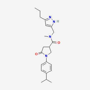 molecular formula C22H30N4O2 B5645591 1-(4-isopropylphenyl)-N-methyl-5-oxo-N-[(5-propyl-1H-pyrazol-3-yl)methyl]-3-pyrrolidinecarboxamide 