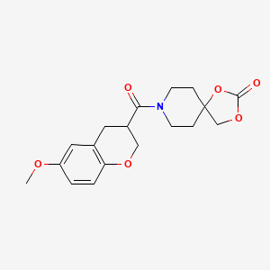 molecular formula C18H21NO6 B5645657 8-[(6-methoxy-3,4-dihydro-2H-chromen-3-yl)carbonyl]-1,3-dioxa-8-azaspiro[4.5]decan-2-one 