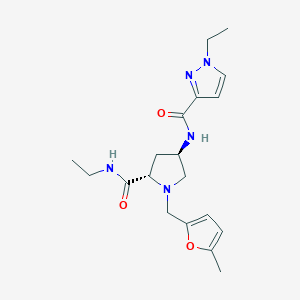 molecular formula C19H27N5O3 B5645671 (4R)-N-ethyl-4-{[(1-ethyl-1H-pyrazol-3-yl)carbonyl]amino}-1-[(5-methyl-2-furyl)methyl]-L-prolinamide 