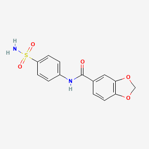 molecular formula C14H12N2O5S B5645677 N-[4-(aminosulfonyl)phenyl]-1,3-benzodioxole-5-carboxamide 