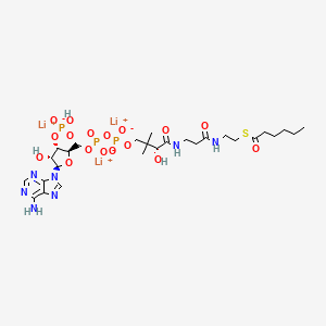 molecular formula C27H45Li3N7O17P3S+2 B564569 Lithium (2R,3S,4R,5R)-5-(6-amino-9H-purin-9-yl)-2-(((((((R)-4-((3-((2-(hexanoylthio)ethyl)amino)-3-oxopropyl)amino)-3-hydroxy-2,2-dimethyl-4-oxobutoxy)oxidophosphoryl)oxy)oxidophosphoryl)oxy)methyl)-4-hydroxytetrahydrofuran-3-yl hydrogen phosphate CAS No. 103476-19-3