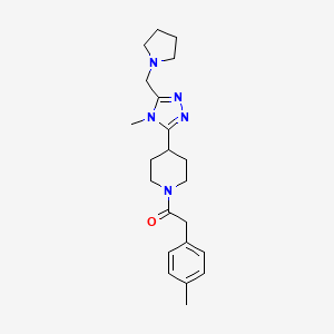 molecular formula C22H31N5O B5645698 1-[(4-methylphenyl)acetyl]-4-[4-methyl-5-(pyrrolidin-1-ylmethyl)-4H-1,2,4-triazol-3-yl]piperidine 