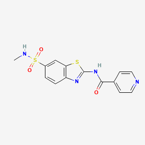 molecular formula C14H12N4O3S2 B5645704 N-{6-[(methylamino)sulfonyl]-1,3-benzothiazol-2-yl}isonicotinamide 