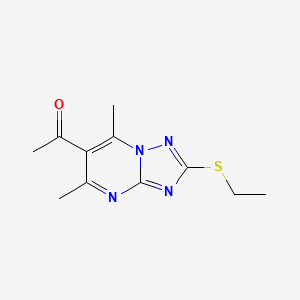 molecular formula C11H14N4OS B5645734 1-[2-(ethylthio)-5,7-dimethyl[1,2,4]triazolo[1,5-a]pyrimidin-6-yl]ethanone 