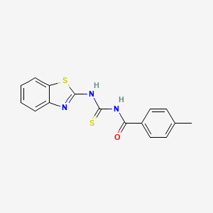 molecular formula C16H13N3OS2 B5645751 N-[(1,3-benzothiazol-2-ylamino)carbonothioyl]-4-methylbenzamide 