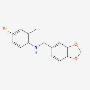 molecular formula C15H14BrNO2 B5645788 (1,3-benzodioxol-5-ylmethyl)(4-bromo-2-methylphenyl)amine 