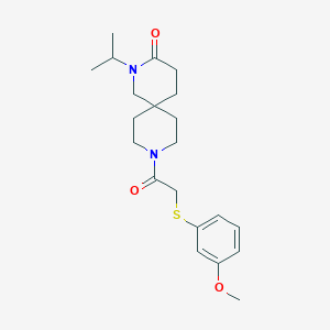 molecular formula C21H30N2O3S B5645795 2-isopropyl-9-{[(3-methoxyphenyl)thio]acetyl}-2,9-diazaspiro[5.5]undecan-3-one 
