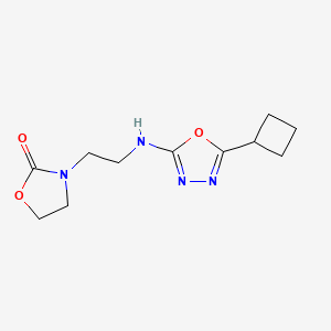 molecular formula C11H16N4O3 B5645805 3-{2-[(5-cyclobutyl-1,3,4-oxadiazol-2-yl)amino]ethyl}-1,3-oxazolidin-2-one 