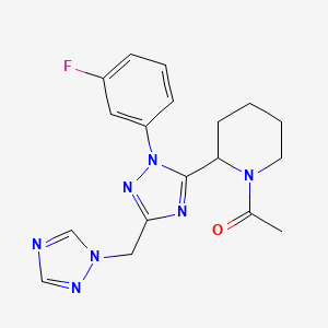 molecular formula C18H20FN7O B5645812 1-acetyl-2-[1-(3-fluorophenyl)-3-(1H-1,2,4-triazol-1-ylmethyl)-1H-1,2,4-triazol-5-yl]piperidine 
