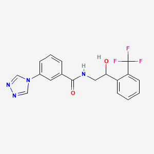 molecular formula C18H15F3N4O2 B5645829 N-{2-hydroxy-2-[2-(trifluoromethyl)phenyl]ethyl}-3-(4H-1,2,4-triazol-4-yl)benzamide 