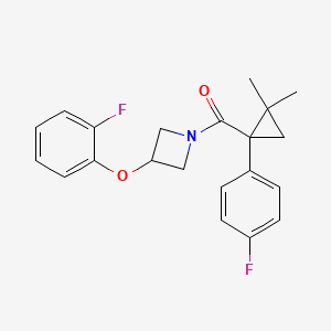 molecular formula C21H21F2NO2 B5645848 3-(2-fluorophenoxy)-1-{[1-(4-fluorophenyl)-2,2-dimethylcyclopropyl]carbonyl}azetidine 