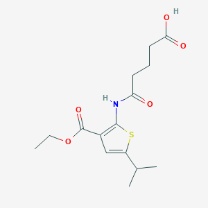 molecular formula C15H21NO5S B5645874 5-{[3-(ethoxycarbonyl)-5-isopropyl-2-thienyl]amino}-5-oxopentanoic acid 
