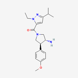 molecular formula C20H28N4O2 B5645900 (3R*,4S*)-1-[(1-ethyl-3-isopropyl-1H-pyrazol-5-yl)carbonyl]-4-(4-methoxyphenyl)pyrrolidin-3-amine 