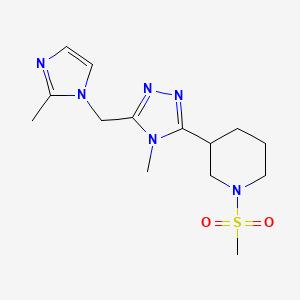 molecular formula C14H22N6O2S B5645934 3-{4-methyl-5-[(2-methyl-1H-imidazol-1-yl)methyl]-4H-1,2,4-triazol-3-yl}-1-(methylsulfonyl)piperidine 