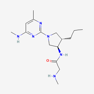 molecular formula C16H28N6O B5646047 N~2~-methyl-N~1~-{rel-(3R,4S)-1-[4-methyl-6-(methylamino)-2-pyrimidinyl]-4-propyl-3-pyrrolidinyl}glycinamide dihydrochloride 