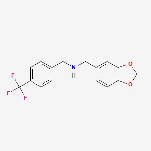 molecular formula C16H14F3NO2 B5646059 (1,3-benzodioxol-5-ylmethyl)[4-(trifluoromethyl)benzyl]amine 