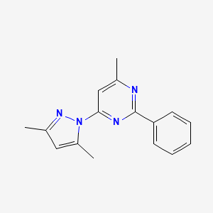 molecular formula C16H16N4 B5646118 4-(3,5-dimethyl-1H-pyrazol-1-yl)-6-methyl-2-phenylpyrimidine 