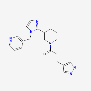molecular formula C21H26N6O B5646122 3-[(2-{1-[3-(1-methyl-1H-pyrazol-4-yl)propanoyl]-3-piperidinyl}-1H-imidazol-1-yl)methyl]pyridine 