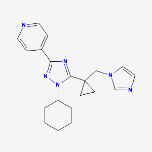 molecular formula C20H24N6 B5646145 4-{1-cyclohexyl-5-[1-(1H-imidazol-1-ylmethyl)cyclopropyl]-1H-1,2,4-triazol-3-yl}pyridine 