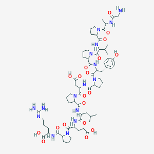 molecular formula C65H98N16O19 B056462 Gly-Ala-Pro-Val-Pro-Tyr-Pro-Asp-Pro-Leu-Glu-Pro-Arg CAS No. 120944-72-1