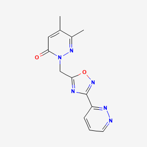molecular formula C13H12N6O2 B5646225 5,6-dimethyl-2-{[3-(3-pyridazinyl)-1,2,4-oxadiazol-5-yl]methyl}-3(2H)-pyridazinone 
