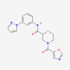 molecular formula C19H19N5O3 B5646288 1-(1,3-oxazol-5-ylcarbonyl)-N-[3-(1H-pyrazol-1-yl)phenyl]piperidine-3-carboxamide 