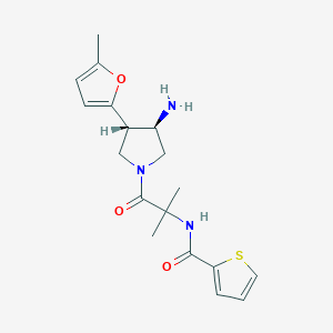 molecular formula C18H23N3O3S B5646310 N-{2-[(3R*,4S*)-3-amino-4-(5-methyl-2-furyl)pyrrolidin-1-yl]-1,1-dimethyl-2-oxoethyl}thiophene-2-carboxamide 