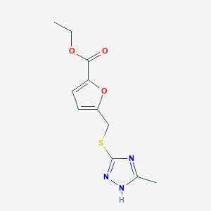 molecular formula C11H13N3O3S B5646319 ethyl 5-{[(5-methyl-4H-1,2,4-triazol-3-yl)thio]methyl}-2-furoate 