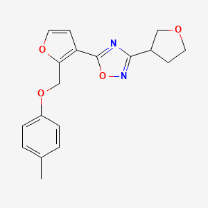 molecular formula C18H18N2O4 B5646332 5-{2-[(4-methylphenoxy)methyl]-3-furyl}-3-(tetrahydrofuran-3-yl)-1,2,4-oxadiazole 