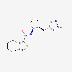 molecular formula C18H22N2O3S B5646455 N-{(3R*,4S*)-4-[(3-methylisoxazol-5-yl)methyl]tetrahydrofuran-3-yl}-4,5,6,7-tetrahydro-2-benzothiophene-1-carboxamide 