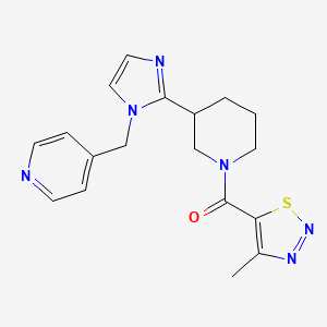molecular formula C18H20N6OS B5646488 4-[(2-{1-[(4-methyl-1,2,3-thiadiazol-5-yl)carbonyl]-3-piperidinyl}-1H-imidazol-1-yl)methyl]pyridine 