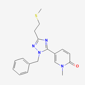 molecular formula C18H20N4OS B5646542 5-{1-benzyl-3-[2-(methylthio)ethyl]-1H-1,2,4-triazol-5-yl}-1-methylpyridin-2(1H)-one 