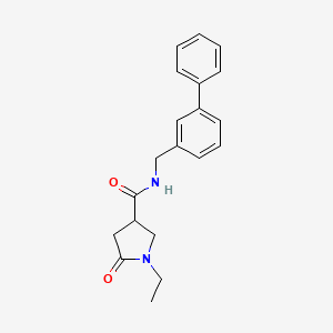 molecular formula C20H22N2O2 B5646546 N-(3-biphenylylmethyl)-1-ethyl-5-oxo-3-pyrrolidinecarboxamide 