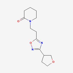 molecular formula C13H19N3O3 B5646557 1-{2-[3-(tetrahydrofuran-3-yl)-1,2,4-oxadiazol-5-yl]ethyl}piperidin-2-one 