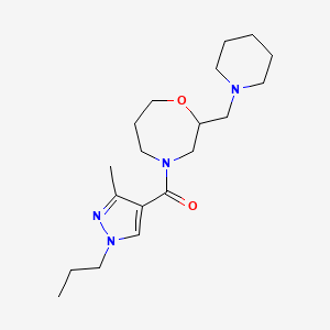 molecular formula C19H32N4O2 B5646565 4-[(3-methyl-1-propyl-1H-pyrazol-4-yl)carbonyl]-2-(1-piperidinylmethyl)-1,4-oxazepane 