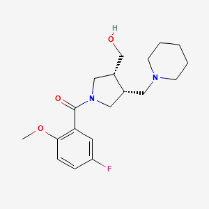 molecular formula C19H27FN2O3 B5646593 [(3R*,4R*)-1-(5-fluoro-2-methoxybenzoyl)-4-(1-piperidinylmethyl)-3-pyrrolidinyl]methanol 