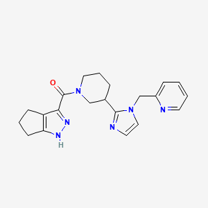 molecular formula C21H24N6O B5646634 3-({3-[1-(pyridin-2-ylmethyl)-1H-imidazol-2-yl]piperidin-1-yl}carbonyl)-1,4,5,6-tetrahydrocyclopenta[c]pyrazole 