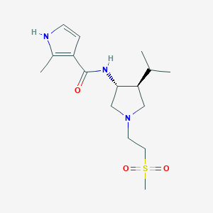 molecular formula C16H27N3O3S B5646641 N-{rel-(3R,4S)-4-isopropyl-1-[2-(methylsulfonyl)ethyl]-3-pyrrolidinyl}-2-methyl-1H-pyrrole-3-carboxamide hydrochloride 