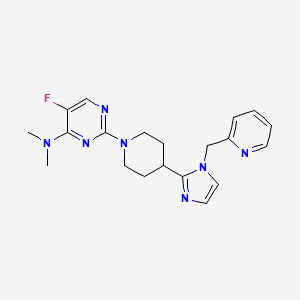 molecular formula C20H24FN7 B5646658 5-fluoro-N,N-dimethyl-2-{4-[1-(pyridin-2-ylmethyl)-1H-imidazol-2-yl]piperidin-1-yl}pyrimidin-4-amine 