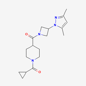 molecular formula C18H26N4O2 B5646675 1-(cyclopropylcarbonyl)-4-{[3-(3,5-dimethyl-1H-pyrazol-1-yl)-1-azetidinyl]carbonyl}piperidine 