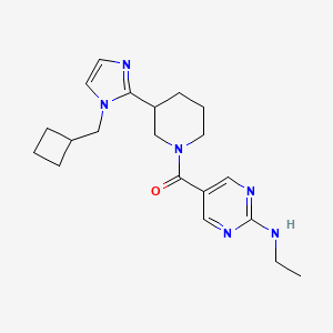 molecular formula C20H28N6O B5646690 5-({3-[1-(cyclobutylmethyl)-1H-imidazol-2-yl]-1-piperidinyl}carbonyl)-N-ethyl-2-pyrimidinamine 