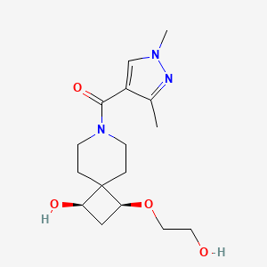 molecular formula C16H25N3O4 B5646746 (1R*,3S*)-7-[(1,3-dimethyl-1H-pyrazol-4-yl)carbonyl]-3-(2-hydroxyethoxy)-7-azaspiro[3.5]nonan-1-ol 